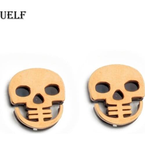 Uelf Stainless Steel Stud Earrings for Women Girls Fashion Minimalist Skull Ghost Earrings Jewelry Punk Gifts