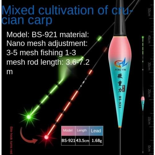 Intelligent Alarm Bite Hook Discoloration Electronic Float Luminous Float Microgravity Sensor Night Fishing Float Fishing Bobber