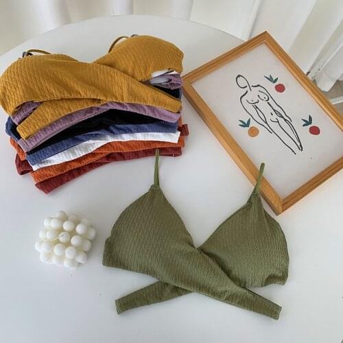 Cotton Bras for Women Comfort Underwear Wireless Lingerie Cross Back Brassiere Padded Bralette Sexy Seamless Push Up Bra