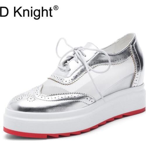 2019 New Women Platform Casual Shoes Mesh Breathable Wedge Heels Shoes Spring Summer Thick Sole Sneakers Woman Gold Silver Pumps