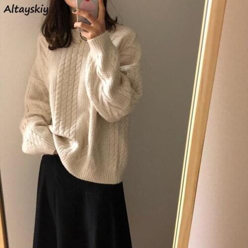 Pullovers Women 3 Colors Loose College Spring Solid Chic Leisure Trendy Korean Style Soft Minimalist Female Elegant Retro Ins