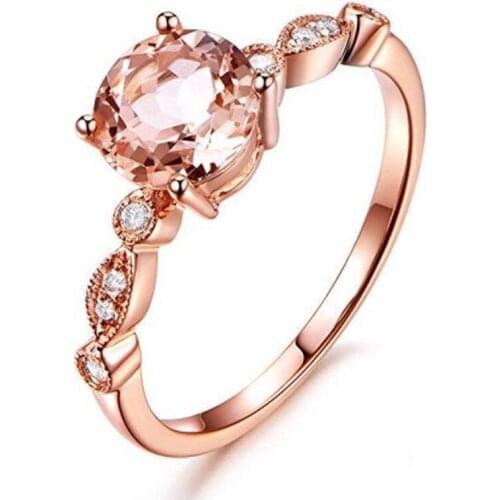 MOONROCY Cubic Zirconia Rose Gold Color CZ Rings Zirconia Champagne Crystal Jewelry Wholesale for Women Girls Gift Dropshipping