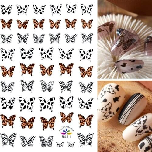 1PC Bear Butterfly Nail Decals Stickers Cartoon Abstract Stickers For Nails Summer Nail Art Decoration