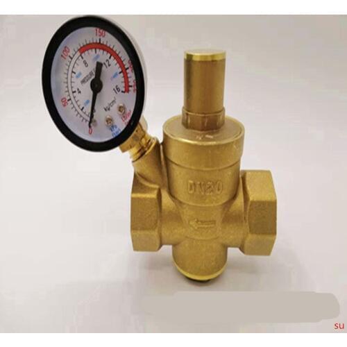 1pc Water Pressure Reducing Valve/DN15/ DN20 /DN25/NPT Brass Regulator Valve With Gauge Meter Adjustable For Home Supply