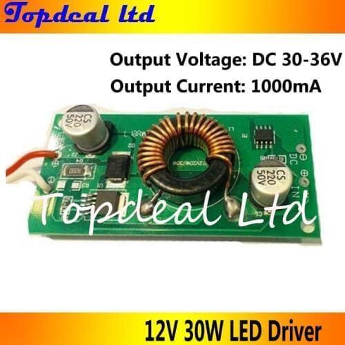 10pcs Boost led driver CV-CC In 12V - 24V to DC 30-38V 1000mA for 30W High Power LED Chip bead led transformer