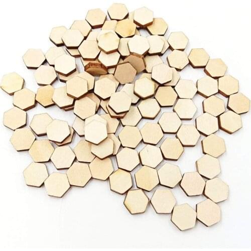 100pcs 20mm 0.78inch Wooden Hexagonal Pieces DIY Crafts Painting Decorations DIY for Wedding Party Decor