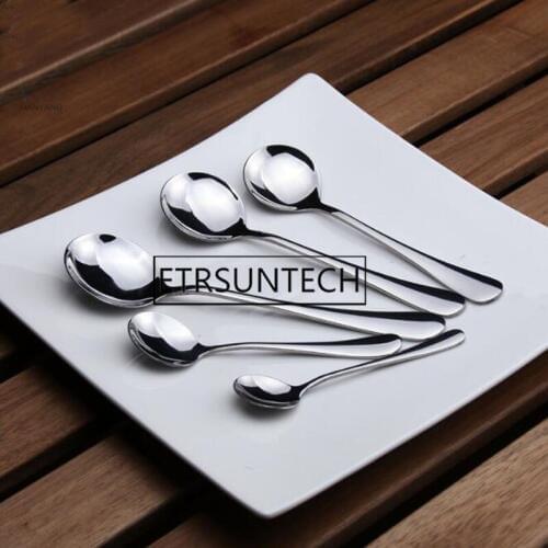 200pcs 5 Sizes High-grade Stainless Steel Coffee Tea Spoon Kitchen Supplies Metal Round Spoons Soup Tea Drink Condiment