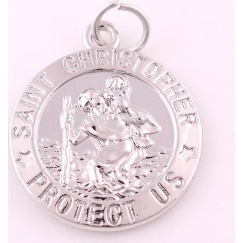 22mm*25mm 10pcs a lot rhodium plated SAINT CHRISTOPHER PROTECT US Charm religious jewelry accessory