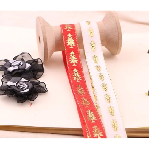 5YARD 1.5CM-3.9CM Christmas tree pattern printed ribbon, gift wrapping ribbon ribbon, ribbon DIY