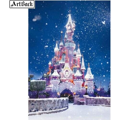 5d diy diamond painting cartoon castle snow 3d full drill square diamond embroidery crystal mosaic winter landscape home decor