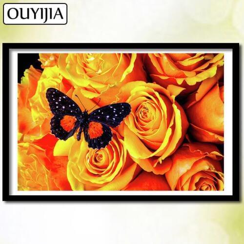 Butterfly 5D DIY Diamond Painting Full Square Animals Flowers OUYIJIA Rose Diamond Mosaic Picture Of Rhinestones Embroidery Sale