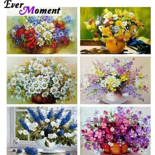 Ever Moment Diamond Painting Flower Picture 5D Handmade Resin Full Square Drill Mosaic Embroidery Decoration Gift ASF2141