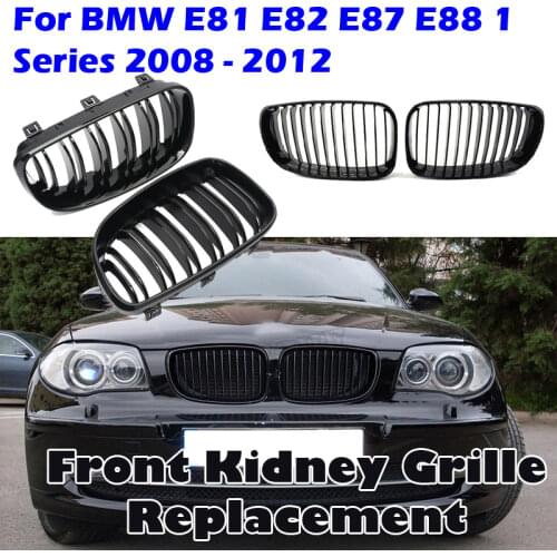 Car Kidney Grill Double Slat Black Sport Racing Grille Fit For BMW 1-Series E81 E82 E87 E88 2007-2012,Car Accessories Part