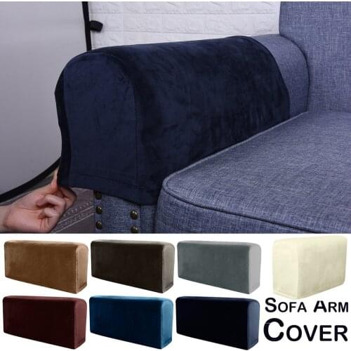 Fox Pile Velvet Sofa Armrest Cover Spandex Stretch Plush Couch Arm Cover Elastic Anti-Slip Furniture Arm Slipcovers Home Decor