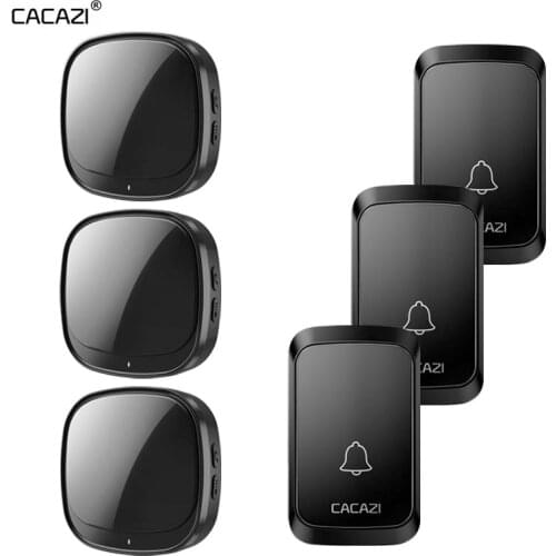 CACAZI Waterproof USB Wireless Doorbell 300M Range Home Intelligent Door Bell 60 Chimes 2 3 4 5Button 2 3 Receiver 2021 Newest