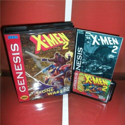 X-Man 2 US Cover with Box and Manual For Sega Megadrive Genesis Video Game Console 16 bit MD card