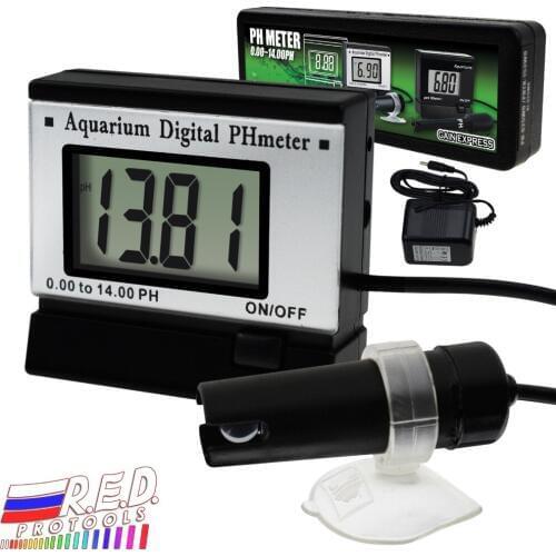 Digital pH Monitor Meter ATC 0.00~14.00pH w/ Power Adaptor & 1.5M Long Electrode Probe, Continuous Water Quality Monitoring Kit