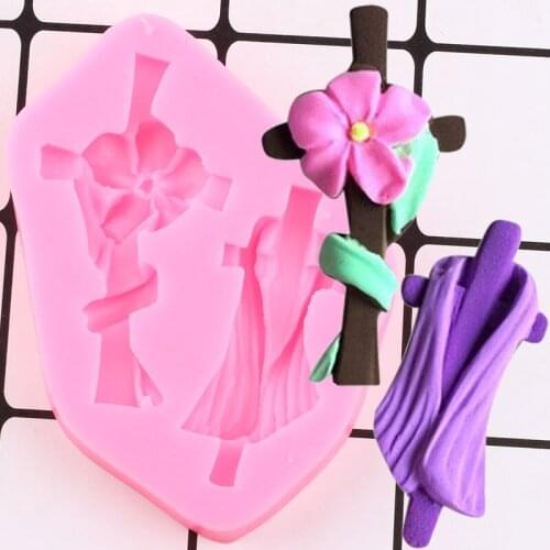 Flower Cross Shape Silicone Mold Ribbon Cupcake Topper Fondant Cake Decorating Tools Candy Resin Clay Chocolate Gumpaste Moulds