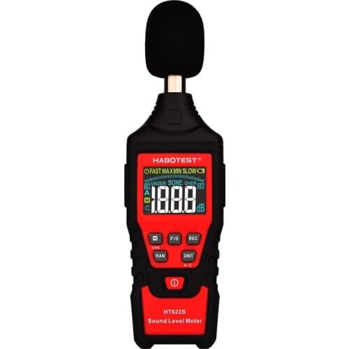 HABOTEST 622B Noise Measuring Instrument db Meter 30~130dB Mini Audio Sound Level Meter Decibel Monitor Tester USB Data Storage
