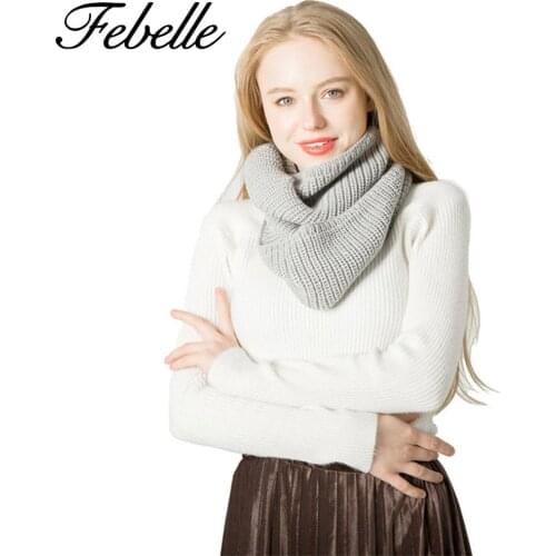 Febelle Cashmere Winter Women Scarf Fall Girls Knit Infinity Scarves Female