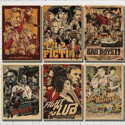 Fight Club/Pulp Fiction/Kill Bill Classic Movie Kraft Paper Poster Bar Cafe Living Room Dining room Wall Decorative Paintings