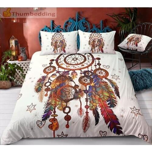 Thumbedding Dropship Dreamcatcher Colorful Ring Printed Bedding Sets Queen 3D Duvet Cover Set Unique Designed Bed Set 3pcs