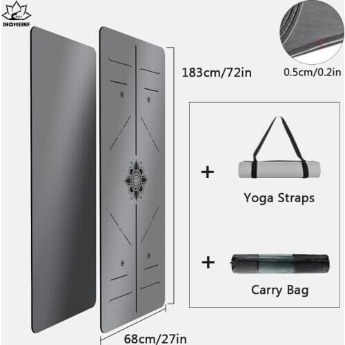 Gray PU Rubber Mat 183*68CM thickened Bronzing Yoga Mats Pilates Mat Exercise Mat With Position Line Sports and Fitness Yoga mat