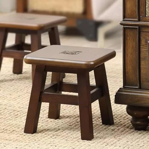 Furniture For Home American Retro Household Stool Childrens Solid Wood Low Stool Shoe Changing Stool In Doorway Corridor