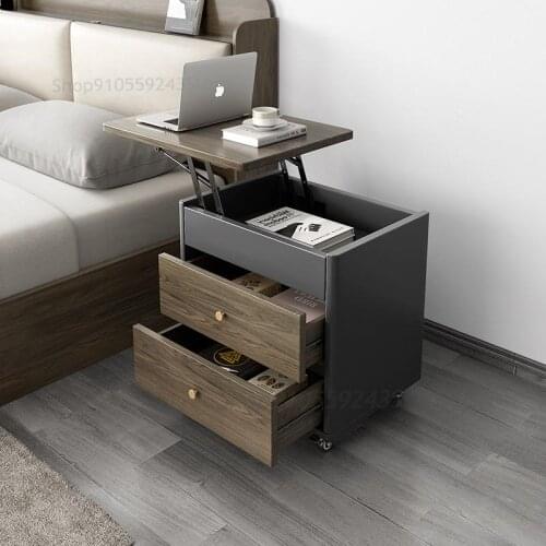Multifunctional Lifting Bedside Table Small Computer Desk Nordic Bedroom Storage Locker Mobile Bedside Cabinet