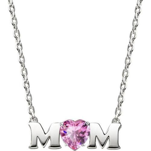 Fashion Jewelry Charm Mothers Day Gift Necklace Pink Heart Shape Zircon Letter Crystal from Austrian Pendant