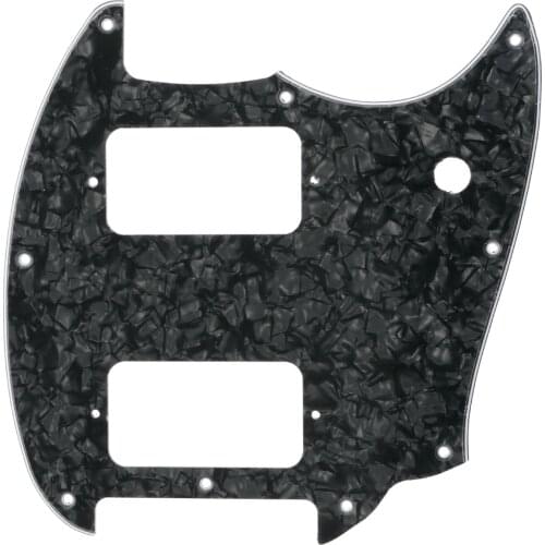Musiclily Pro 9 Holes Round Corner HH Guitar Pickguard 2 Humbuckers for Squier Bullet Series Mustang, 4Ply Black Pearl