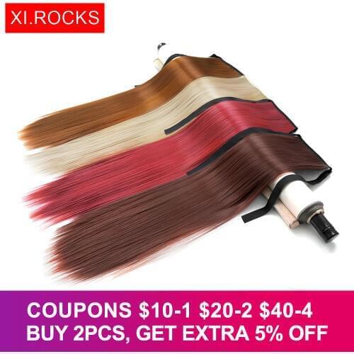MWZ9055 2p Xi.rocks Synthetic wig Hair Ponytails Ponytail Extension Straight Length Ribbon and Clip in Tail Hairpiece Extensions
