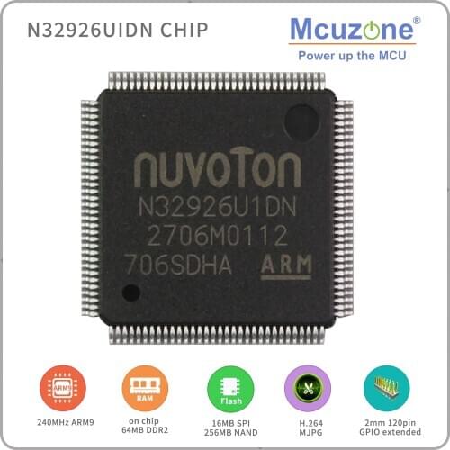 N32926U1DN, NUVOTON ARM926 core based Soc, with on chip 64MB DDR2, USB, LCDC, CMOS interface, MJPEG H.264 codec