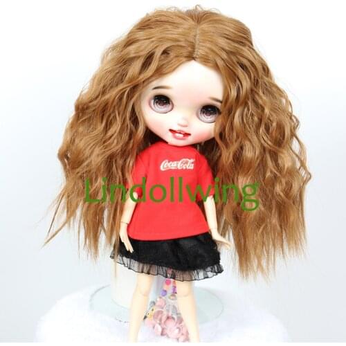 9-10 inch Blyth Wig Long Light Brown Curly Hair