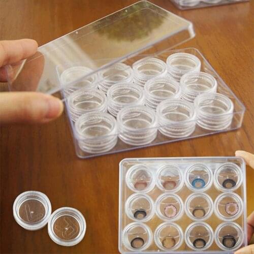 12Grids Contact Lens Soak Box Holder Adjust Plastic Storage Box Case Cosmetic Bead Nail Art Display Holder Box Cosmetic Jar