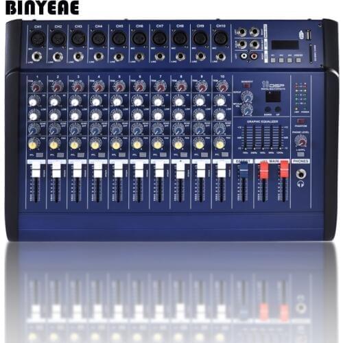 500W Professional Powered Sound Mixer for Studio Recording, Mixing Music on Stage Performance 10 Channels PMX1002