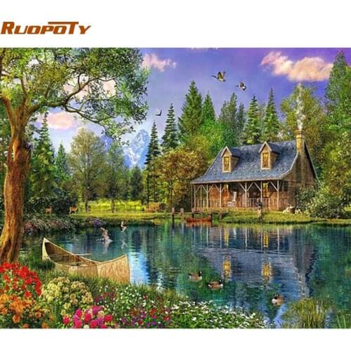 RUOPOTY Frame Wonderland DIY Painting By Number Landscape Modern Acrylic Paint On Canvas Painting Unique Gift For Home Decor Art