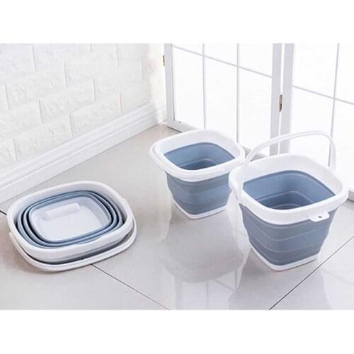 Silicone Bucket for Fishing Promotion Folding Bucket Car Wash Outdoor Fishing Supplies Square 10L Bathroom Kitchen Camp Pail