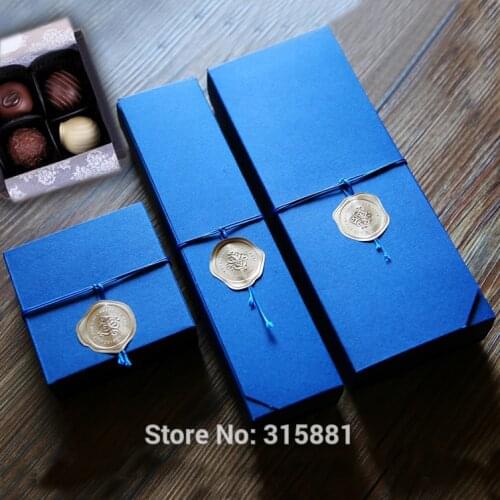Blue Chocolate Boxes Chocolate Paper Box Valentines Day Christmas Birthday Party Supplies Gift Packaging 10set/lot