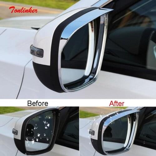 Tonlinker Rearview Mirror Rain Eyebrow Cover Stickers for FORD KUGA/Ecosport 2013-19 Car Styling 2 PCS ABS Chrome Covers sticker