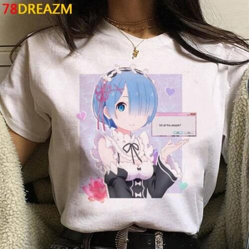 Re Zero Kara Hajimeru Isekai Seikatsu summer top female vintage ulzzang aesthetic clothes t-shirt plus size