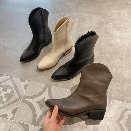 Womens Cowboy Boots Shoes Zipper Clogs Platform Boots-Women Denim Rubber Ankle Autumn Ladies Rock Med 2021 Pointy PU Cotton Fab