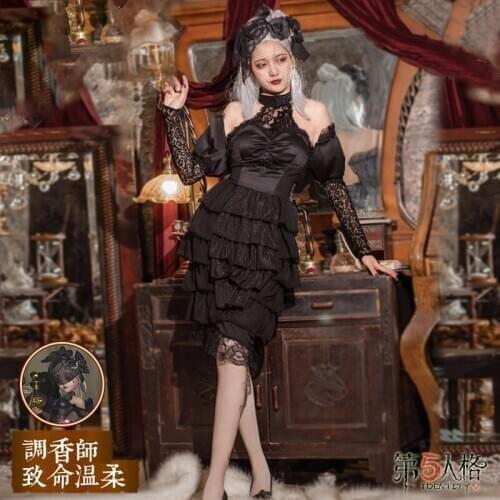 Game Identity V Perfumer Vera Nair Cosplay Costume Women Elegant Black Dress Medieval Lady Clothing Halloween Carnival Uniforms