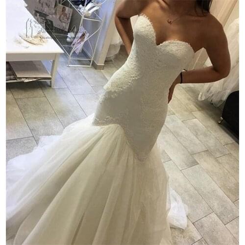 ANGELSBRIDEP Mermaid Wedding Dresses Robe de mariee Sexy Sweetheart Applique Court Train Formal Wedding Bride Dress Plus Size