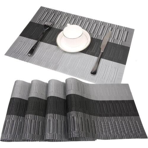 1/2/4pcs Washable Rectangular Placemats 30x45cm Kitchen Dining Table Mat Heat Resistant Decorative Non-slip Cup Coaster Pad Gray