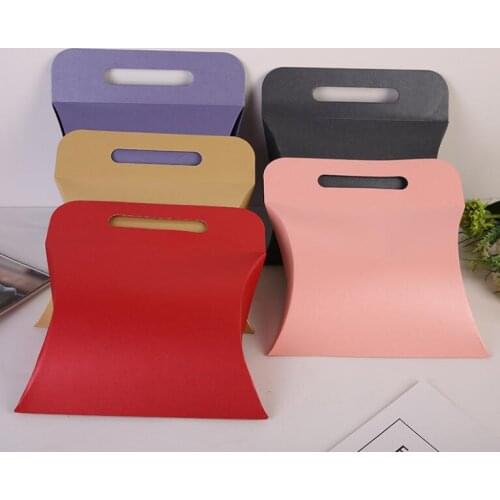 20pcs Large Gift Box Pillow Packaging Paper Box With Handle White Black Kraft Big Gift Box Cardboard Boxes