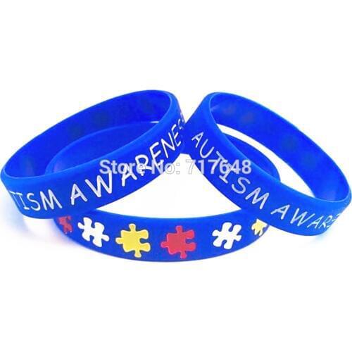200PCS Autism Awareness Blue wristband silicone bracelets cuff wrist bands free shipping by FEDEX