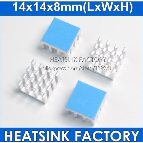 12Pcs/Lot 14*14*8mm Aluminum IC Memory Chip Heatsink Cooling Cooler With Thermal Heat Transfer Pad