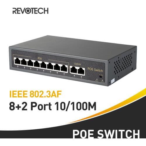 8+2 8-Port 10/100M IEEE802.3af POE Switch 120W 48V Switch Power over Ethernet for IP Camera System Network Switch