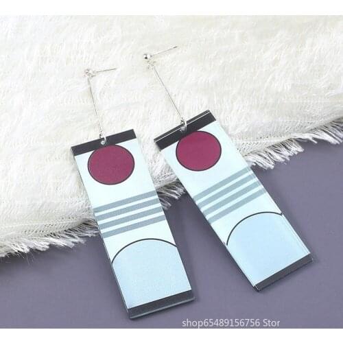 Anime Demon Slayer Kimetsu No Yaiba Blade Ghost Acrylic Drop Earings Cosplay Jewelry Accessories Christmas Halloween Party Gifts
